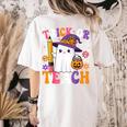 Trick Or Teach Teacher Pencil Ghost Halloween Teacher Women's Comfort Colors T-Shirt Back Print Ivory Trick Or Teach Teacher Pencil Ghost Halloween Teacher Women's Comfort Colors T-Shirt Back Print Ivory