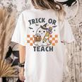 Trick Or Teach Teacher Women's Comfort Colors T-Shirt Back Print Ivory Trick Or Teach Teacher Women's Comfort Colors T-Shirt Back Print Ivory