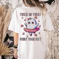 Trick Or Treat Point Your Feet Halloween Ghost Dance Teacher Women's Comfort Colors T-Shirt Back Print Ivory