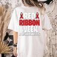 We Wear Red For Red Ribbon Week Awareness Mothers Teachers Women's Comfort Colors T-Shirt Back Print Ivory We Wear Red For Red Ribbon Week Awareness Mothers Teachers Women's Comfort Colors T-Shirt Back Print Ivory