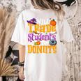 Will Trade Students For Donuts Halloween Teacher Women's Comfort Colors T-Shirt Back Print Ivory