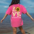 4th Grade Teacher Love Autumn Fall Sunflower Appreciation Women's Comfort Colors T-Shirt Back Print Crunchberry