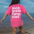 6th Sixth Grade Camp Counselor Camper Teacher Chaperone Women's Comfort Colors T-Shirt Back Print Crunchberry