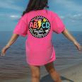 ABCD The Teacher Tour Back To School First Day Of School Women's Comfort Colors T-Shirt Back Print Crunchberry