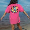 Back To School Groovy Teacher 1st First Grade Crew Squad Women's Comfort Colors T-Shirt Back Print Crunchberry Back To School Groovy Teacher 1st First Grade Crew Squad Women's Comfort Colors T-Shirt Back Print Crunchberry