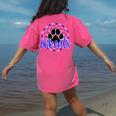 Blue Bobcats School Spirit Coquette Bow Mascot Teacher Women's Comfort Colors T-Shirt Back Print Crunchberry