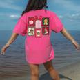 Christmas Teacher Stamps Women's Comfort Colors T-Shirt Back Print Crunchberry
