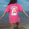 Cute Ghost Reading Book Librarian Teacher Halloween Costume Women's Comfort Colors T-Shirt Back Print Crunchberry