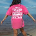 Dear Teacher i Talk To Everyone Funny Back To School Women's Comfort Colors T-Shirt Back Print Crunchberry Dear Teacher i Talk To Everyone Funny Back To School Women's Comfort Colors T-Shirt Back Print Crunchberry