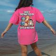 Easily Distracted By Cats & History Teacher Women Men Women's Comfort Colors T-Shirt Back Print Crunchberry Easily Distracted By Cats & History Teacher Women Men Women's Comfort Colors T-Shirt Back Print Crunchberry