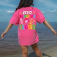 Feliz Primer Dia De Clases Kids Girl Teacher Spanish School Women's Comfort Colors T-Shirt Back Print Crunchberry
