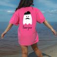 French Teacher Halloween Bonjour Ghost Women's Comfort Colors T-Shirt Back Print Crunchberry French Teacher Halloween Bonjour Ghost Women's Comfort Colors T-Shirt Back Print Crunchberry
