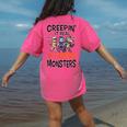 Halloween Teacher Creepin It Real With My 4th Grade Monsters Women's Comfort Colors T-Shirt Back Print Crunchberry Halloween Teacher Creepin It Real With My 4th Grade Monsters Women's Comfort Colors T-Shirt Back Print Crunchberry