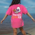 Halloween Teacher Women Cute Reading Ghost Read More Books Women's Comfort Colors T-Shirt Back Print Crunchberry