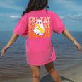 Happy Fri-Yay Friday Lovers Groovy Teacher Life Halloween Women's Comfort Colors T-Shirt Back Print Crunchberry Happy Fri-Yay Friday Lovers Groovy Teacher Life Halloween Women's Comfort Colors T-Shirt Back Print Crunchberry