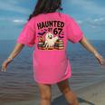 Haunted By 67 Teacher Ghost Pumpkin Halloween Costum Women's Comfort Colors T-Shirt Back Print Crunchberry