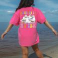 Haunted By My TBR Cute Ghosts Book Reading Teacher Halloween Women's Comfort Colors T-Shirt Back Print Crunchberry