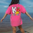 K Is For Kindergarten Teacher Pencil Apple Back To School Women's Comfort Colors T-Shirt Back Print Crunchberry K Is For Kindergarten Teacher Pencil Apple Back To School Women's Comfort Colors T-Shirt Back Print Crunchberry