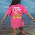 Math Teachers Love Brains Zombie Teacher School Halloween Women's Comfort Colors T-Shirt Back Print Crunchberry