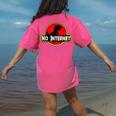 Nerdy No Internet Dinosaur Computer Science Teacher Women's Comfort Colors T-Shirt Back Print Crunchberry