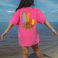 One Thankful Teacher Thanksgiving Turkey Peace Hand Sign Women's Comfort Colors T-Shirt Back Print Crunchberry
