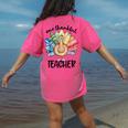 One Thankful Teacher Turkey Pencil Thanksgiving Teachers Women's Comfort Colors T-Shirt Back Print Crunchberry