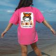 One Thankful Teacher's Aide Messy Bun Thanksgiving Fall Women's Comfort Colors T-Shirt Back Print Crunchberry