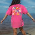 Peace Love Books Bookworm Librarian Reading Teacher Groovy Women's Comfort Colors T-Shirt Back Print Crunchberry