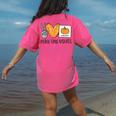 Peace Love Visuals Sped Teacher Pumpkin Skeleton Halloween Women's Comfort Colors T-Shirt Back Print Crunchberry