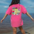 Retro First Grade Teacher Disco Ball Coquette Back To School Women's Comfort Colors T-Shirt Back Print Crunchberry