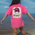 Spooky Paraprofessional Life Halloween Messy Bun Teacher For Men Women Women's Comfort Colors T-Shirt Back Print Crunchberry