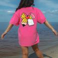 Student Teacher Coquette Bow Pencil Back To School First Day Women's Comfort Colors T-Shirt Back Print Crunchberry