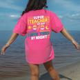 Super Teacher By Day Super Tired By Night Superheroes School Women's Comfort Colors T-Shirt Back Print Crunchberry Super Teacher By Day Super Tired By Night Superheroes School Women's Comfort Colors T-Shirt Back Print Crunchberry