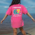 I Survived 67 Days Of School Teachers Students Meme Women's Comfort Colors T-Shirt Back Print Crunchberry I Survived 67 Days Of School Teachers Students Meme Women's Comfort Colors T-Shirt Back Print Crunchberry