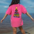 Teacher Crayon Christmas Tree Lights Student School Xmas Women's Comfort Colors T-Shirt Back Print Crunchberry
