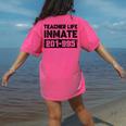 Teacher Life Jail Inmate Prisoner Halloween Costume Women's Comfort Colors T-Shirt Back Print Crunchberry