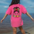 Teacher Life Messy Bun Glasses Leopard Sunflower Women's Comfort Colors T-Shirt Back Print Crunchberry