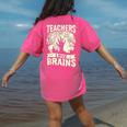 Teachers Love Brains Halloween Costume Boo Trick Teach Women's Comfort Colors T-Shirt Back Print Crunchberry