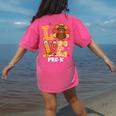Thanksgiving Love Pre-K Teacher Turkey Autumn Fall For Men Women Girls Kids Women's Comfort Colors T-Shirt Back Print Crunchberry
