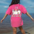 TK Boo Crew Retro Groovy Halloween Floral Ghost TK Teacher Women's Comfort Colors T-Shirt Back Print Crunchberry