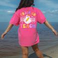 Trick Or Teach Groovy Halloween Teachers Women's Comfort Colors T-Shirt Back Print Crunchberry