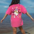 Trick Or Teach Groovy Teacher Halloween Retro Floral Ghost Women's Comfort Colors T-Shirt Back Print Crunchberry