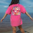 Trick Or Teach Retro Groovy Halloween Teacher Women's Comfort Colors T-Shirt Back Print Crunchberry