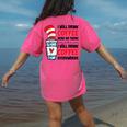 I Will Drink Coffee Here Or There Funny Teacher Teaching Men Women Girls Kids Women's Comfort Colors T-Shirt Back Print Crunchberry