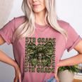5th Grade Teacher Student Camo Bow Back To School Women's Heather T-Shirt Heather Mauve