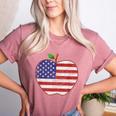 American Flag Teachers Students Apple 4th Of July Vintage Women's Heather T-Shirt Heather Mauve American Flag Teachers Students Apple 4th Of July Vintage Women's Heather T-Shirt Heather Mauve