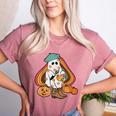 Art Teacher Painting Brushes Retro Pumpkin Ghost Artist Women's Heather T-Shirt Heather Mauve