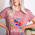 Autism Awareness Teacher I Teach Awesome Superheroes Women's Heather T-Shirt Heather Mauve