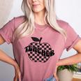 Back To School Checkered Apple Teacher Checkerboard Teacher For Men Women Girls Kids Women's Heather T-Shirt Heather Mauve
