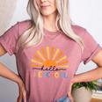 Back To School Hello Preschool For Kids Teacher Women Women's Heather T-Shirt Heather Mauve Back To School Hello Preschool For Kids Teacher Women Women's Heather T-Shirt Heather Mauve